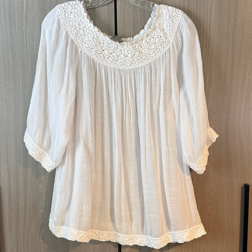 Valerie Stevens White Crochet Top